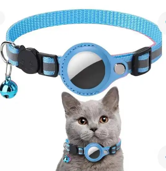 Coleira Capa Fixa para Air Tag GPS Gato Cachorro Pet Refletiva