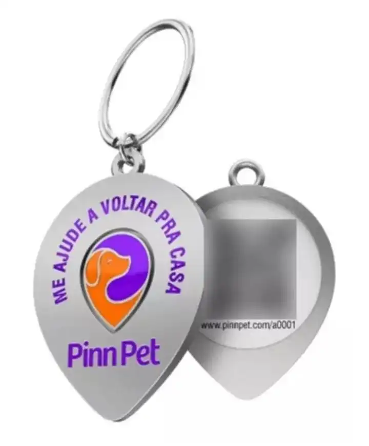  Pingente Localizador para Cães e Gatos com QR Code | Pinn Pet Cor Prateada