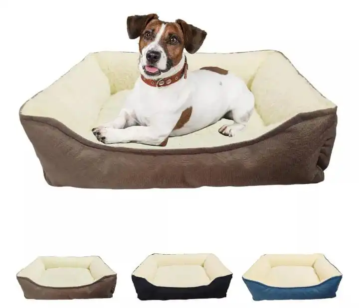 Cama Pet Cachorro Gato Retangular Suede Pelúcia Comfort M